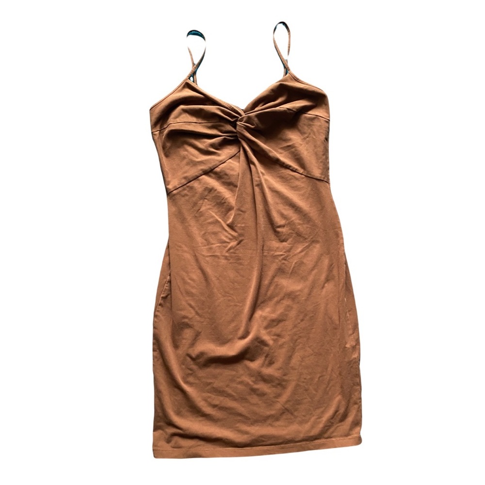 Brown twisted front dress